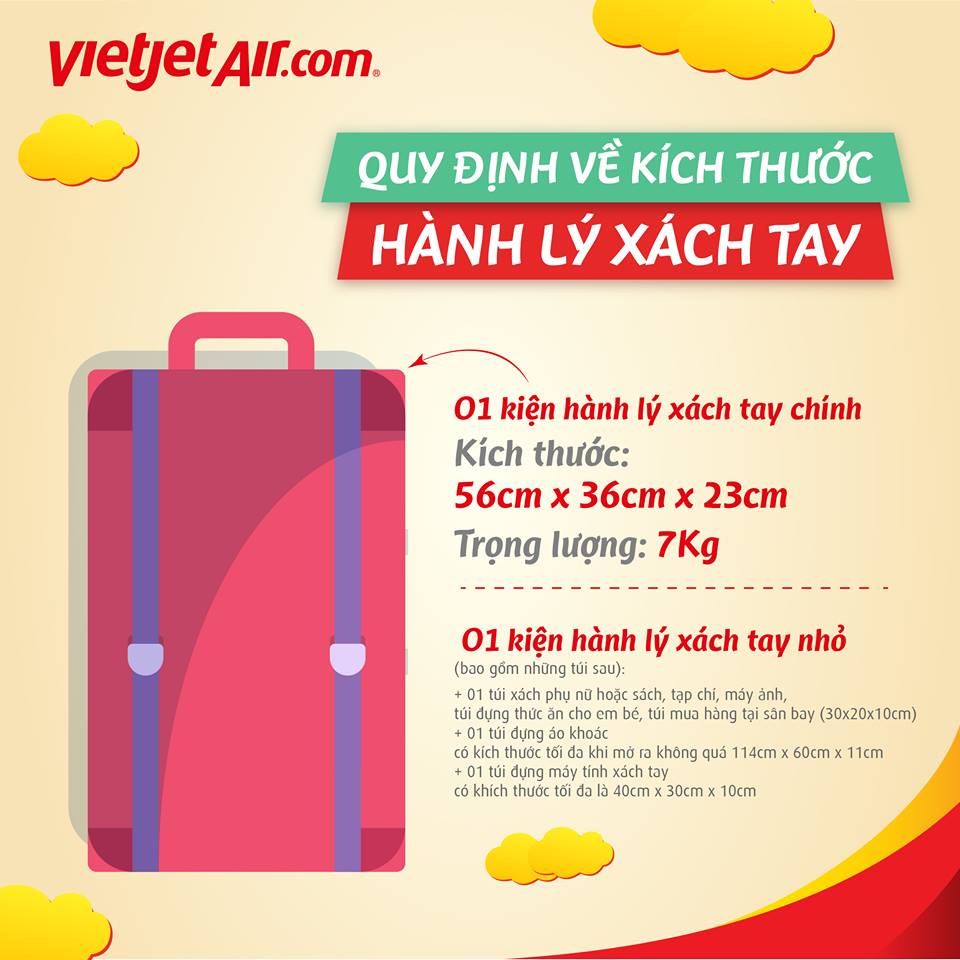 quy định về hành lý xách tay của Vietjet Air